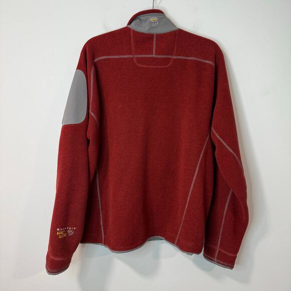 Mountain Hardwear Men's Fleece Jacket Red Grey Large Polartec Full Zip Outdoor - Picture 2 of 9